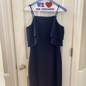Maggy London Navy Blue Ruffle Strappy Midi Formal Dress 2